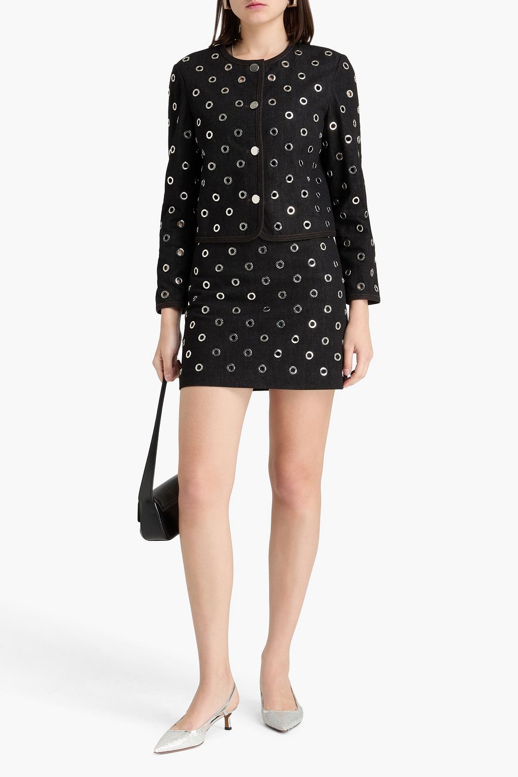 VERONICA BEARD Beale eyelet-embellished denim jacket