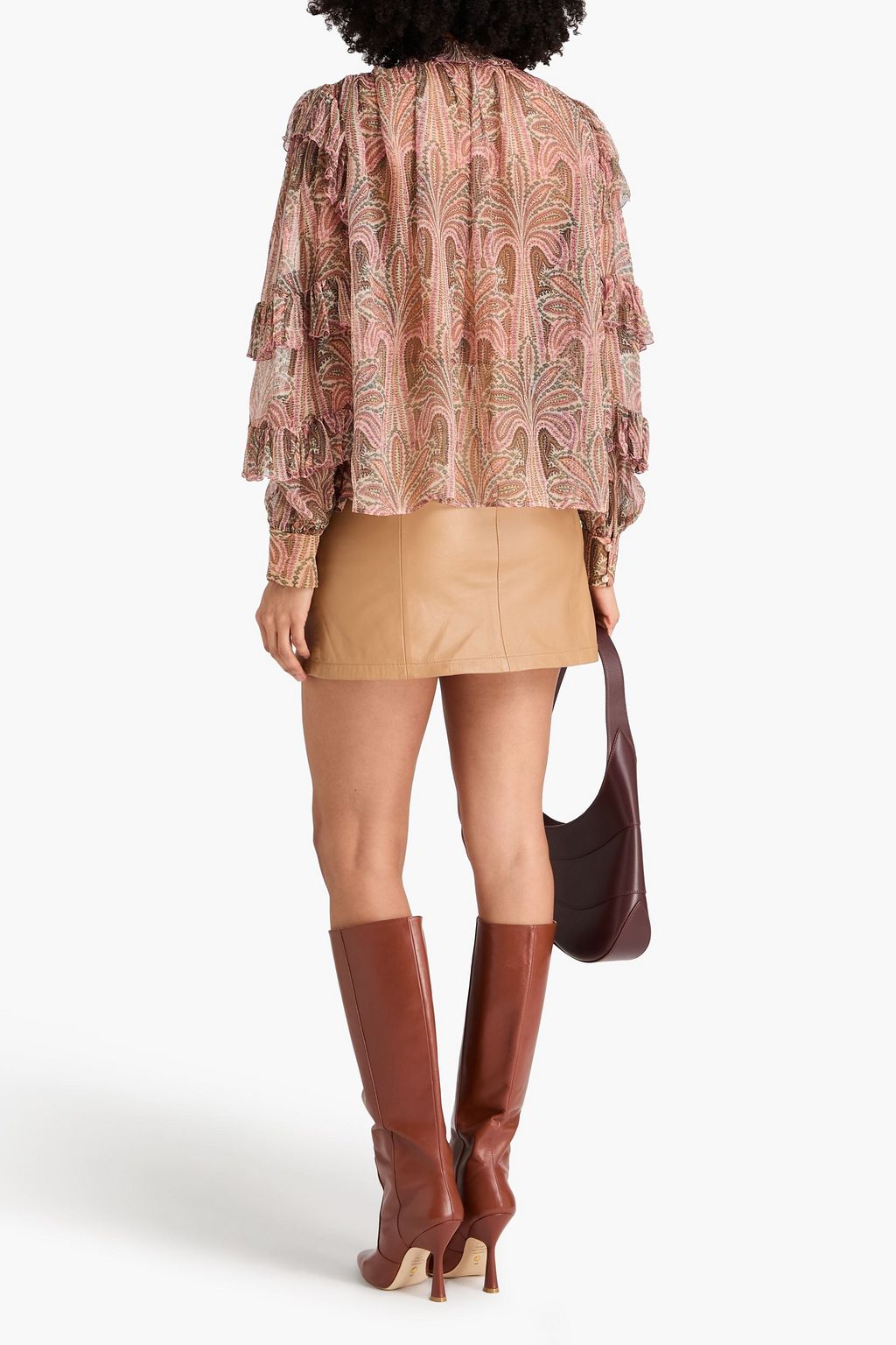 ETRO Ruffled printed silk-crepon blouse