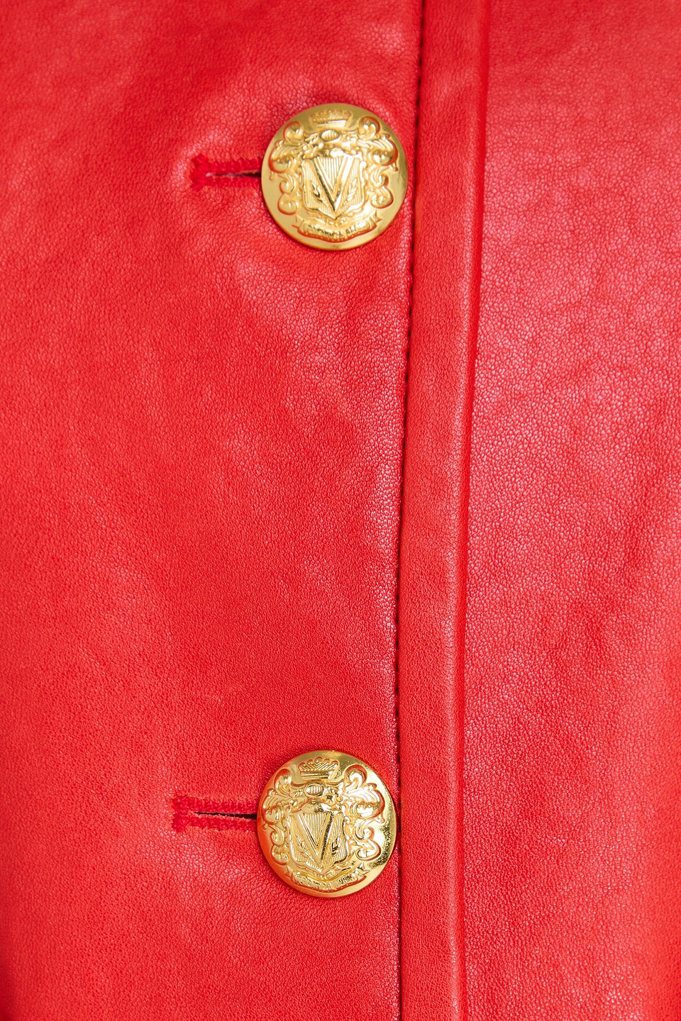 Veronica Beard Andrea Button-down Leather Jacket In Red