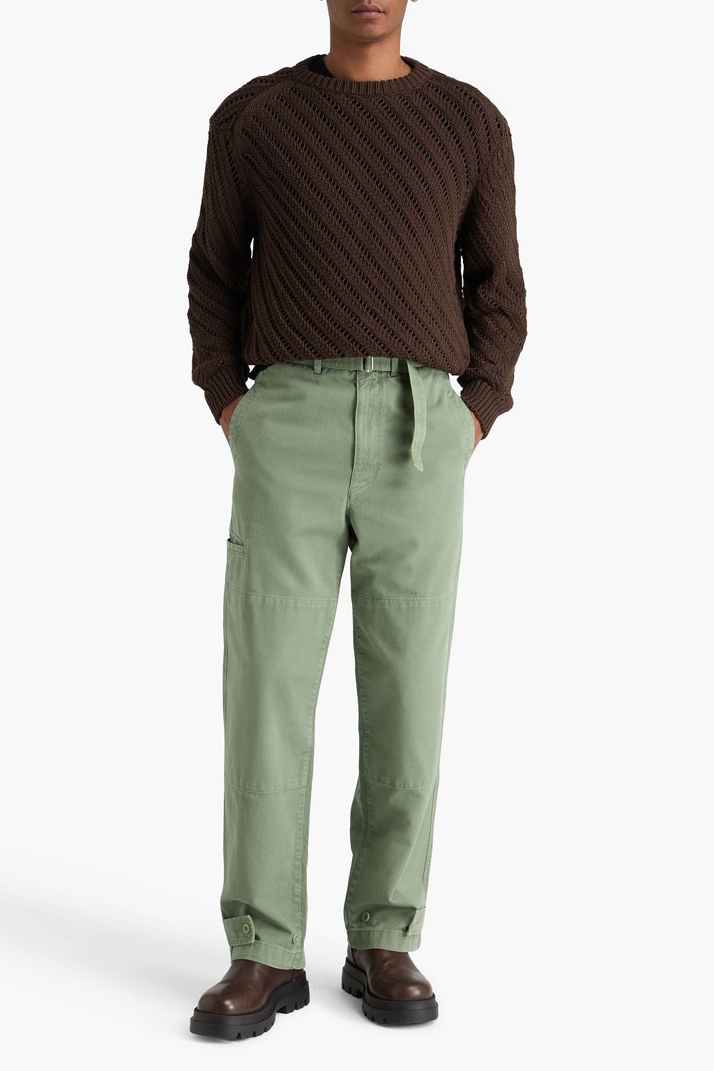 LEMAIRE Belted cotton-gabardine pants
