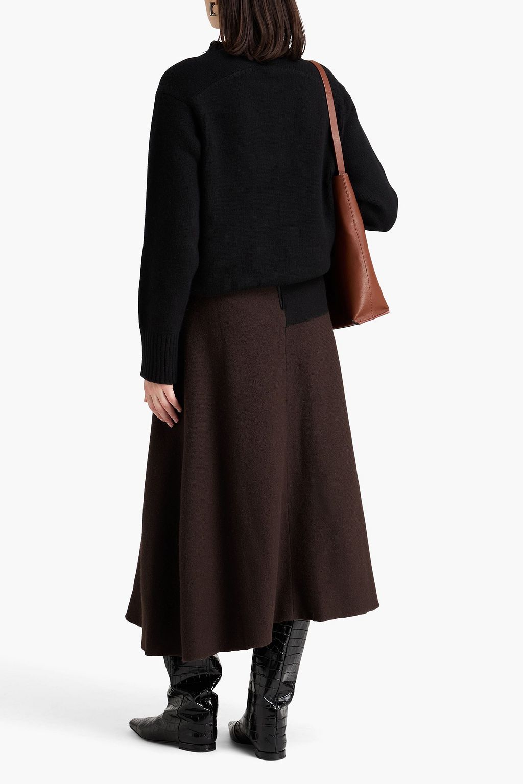 JIL SANDER تنورة متوسطة الطول من الصوف بلونين