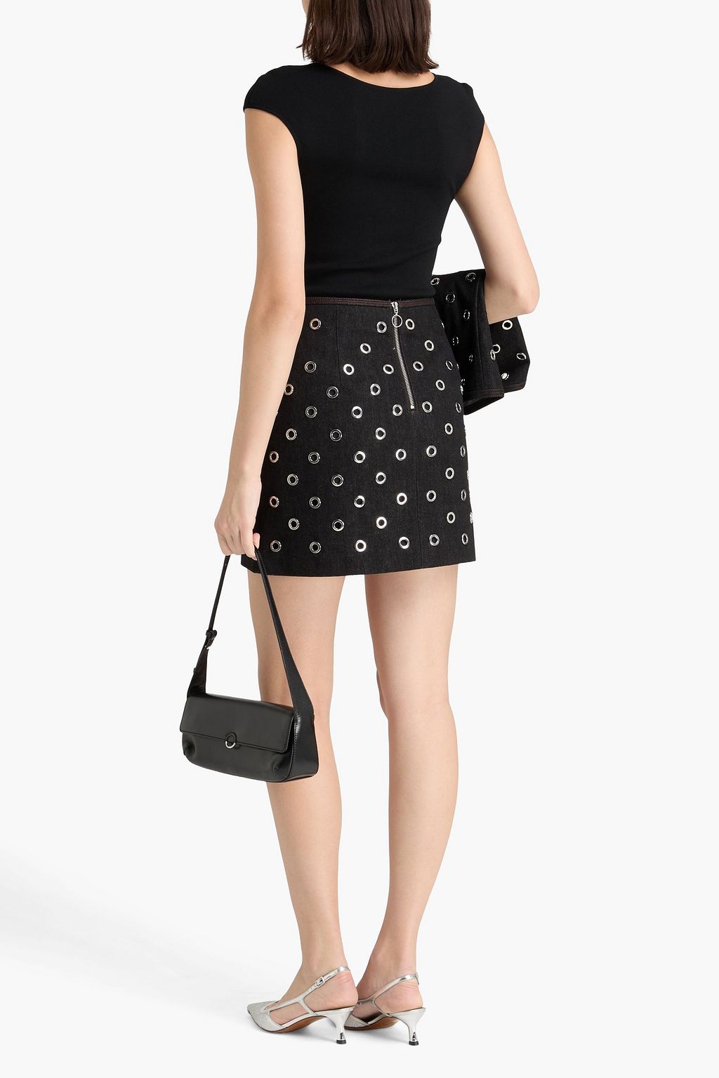 VERONICA BEARD Blaire eyelet-embellished denim mini skirt