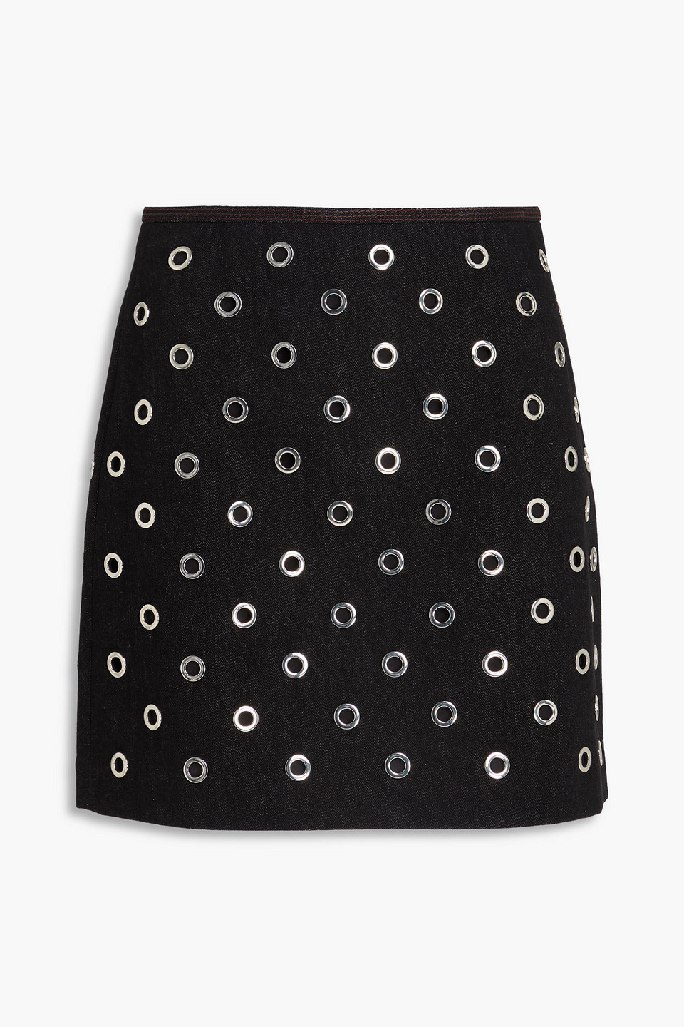 Veronica Beard Blaire Eyelet-embellished Denim Mini Skirt In Black