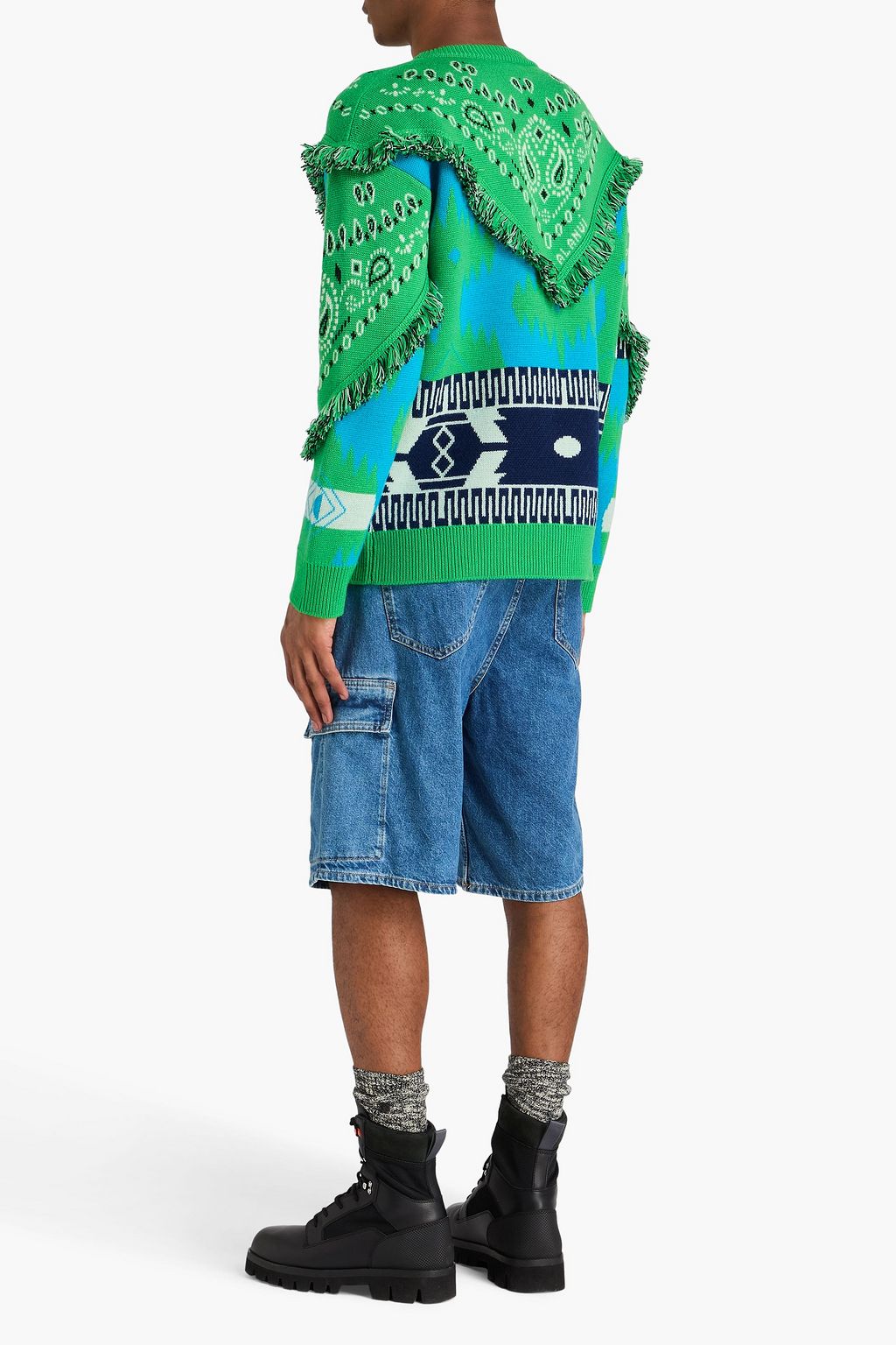 ALANUI Fringed jacquard-knit wool sweater