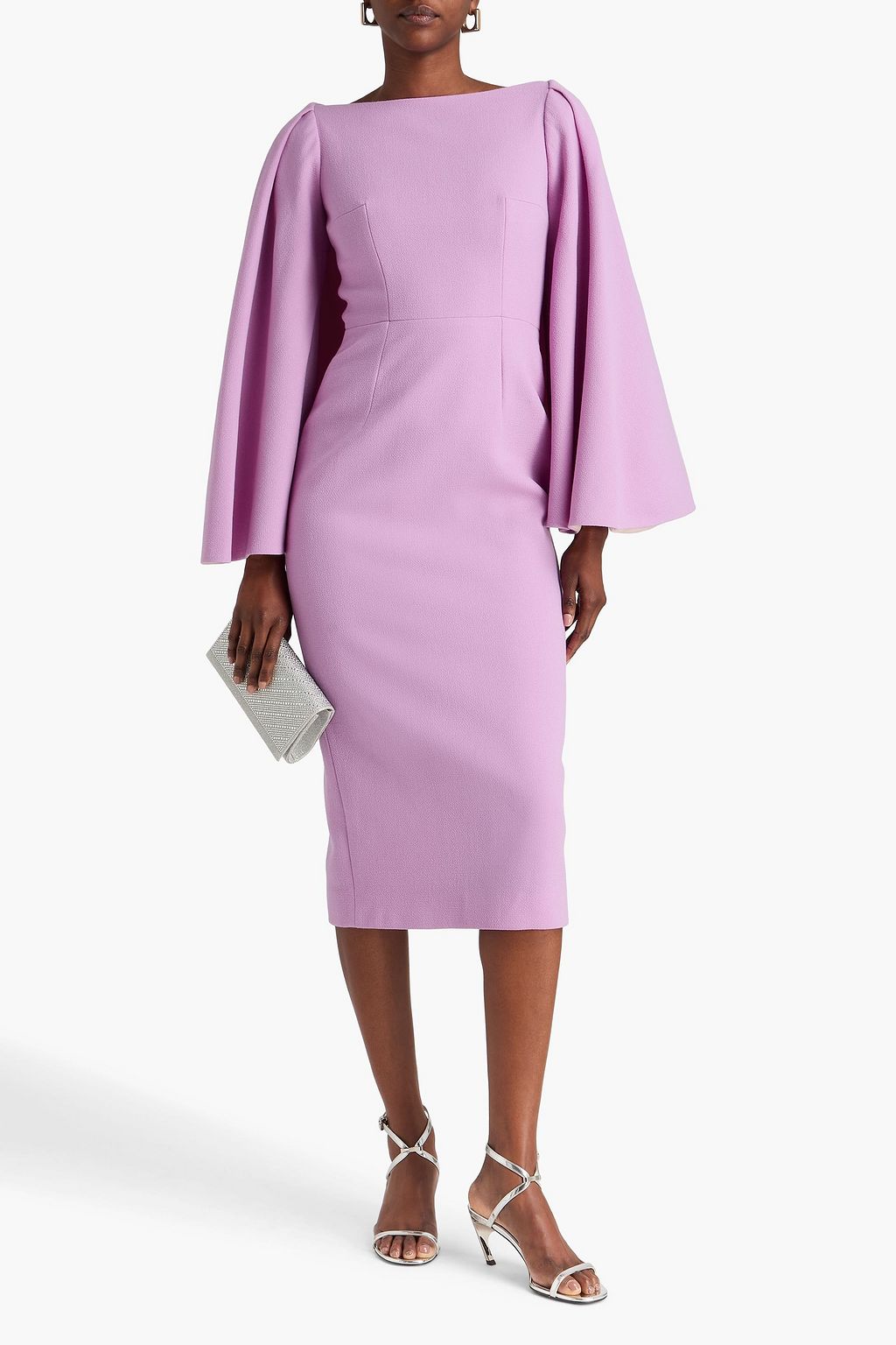 emilia wickstead pink cape dress Emilia Wickstead Light Pink Crepe Maxi Dress with Cape and Split Detai   Sellier