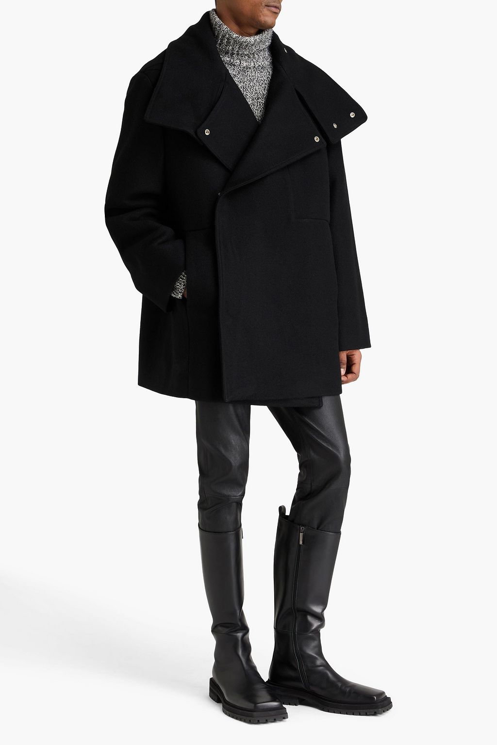 RICK OWENS Buckled wool-felt peacoat