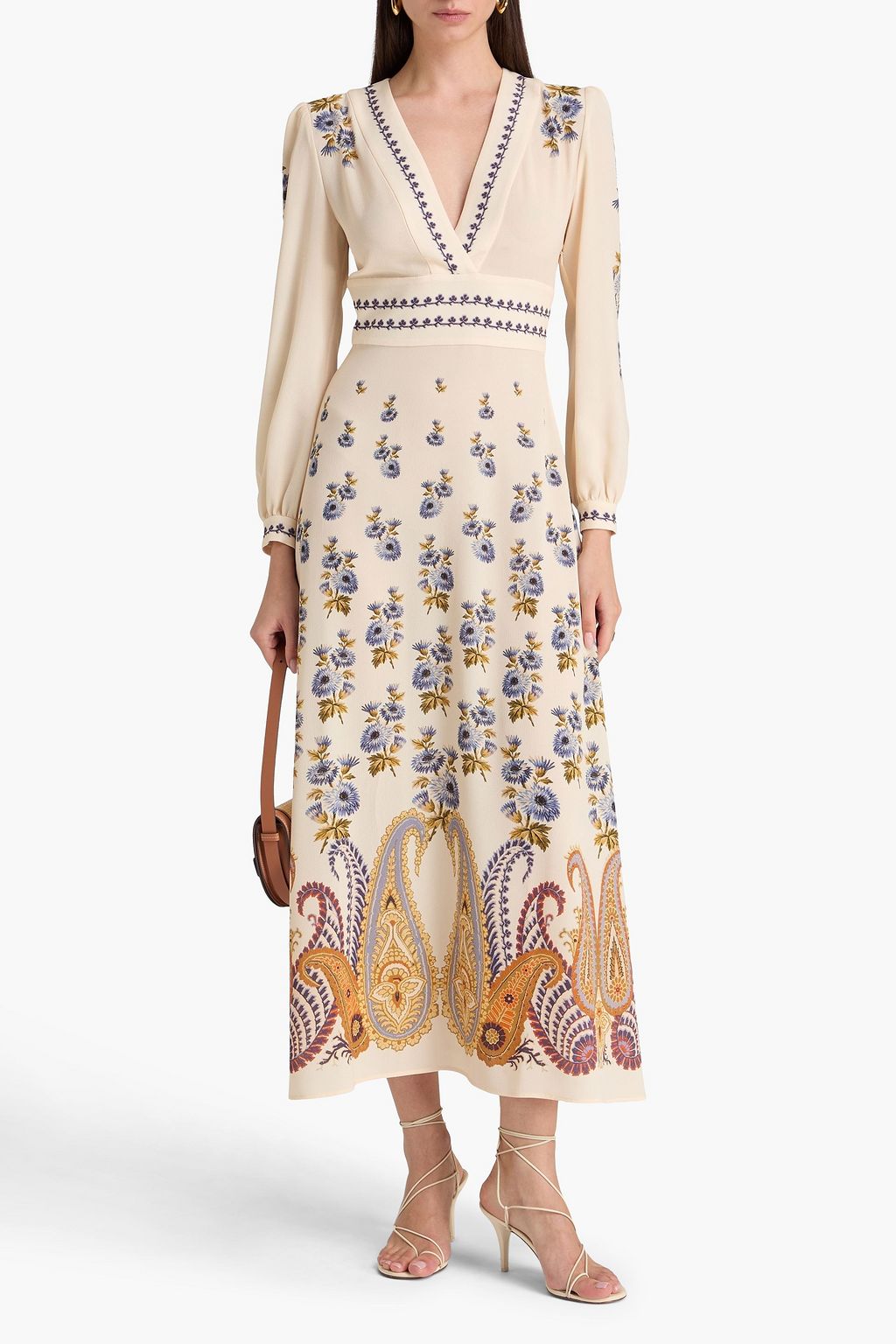 ETRO فستان متوسط الطول من الكريب مزين بطبعة بيزلي