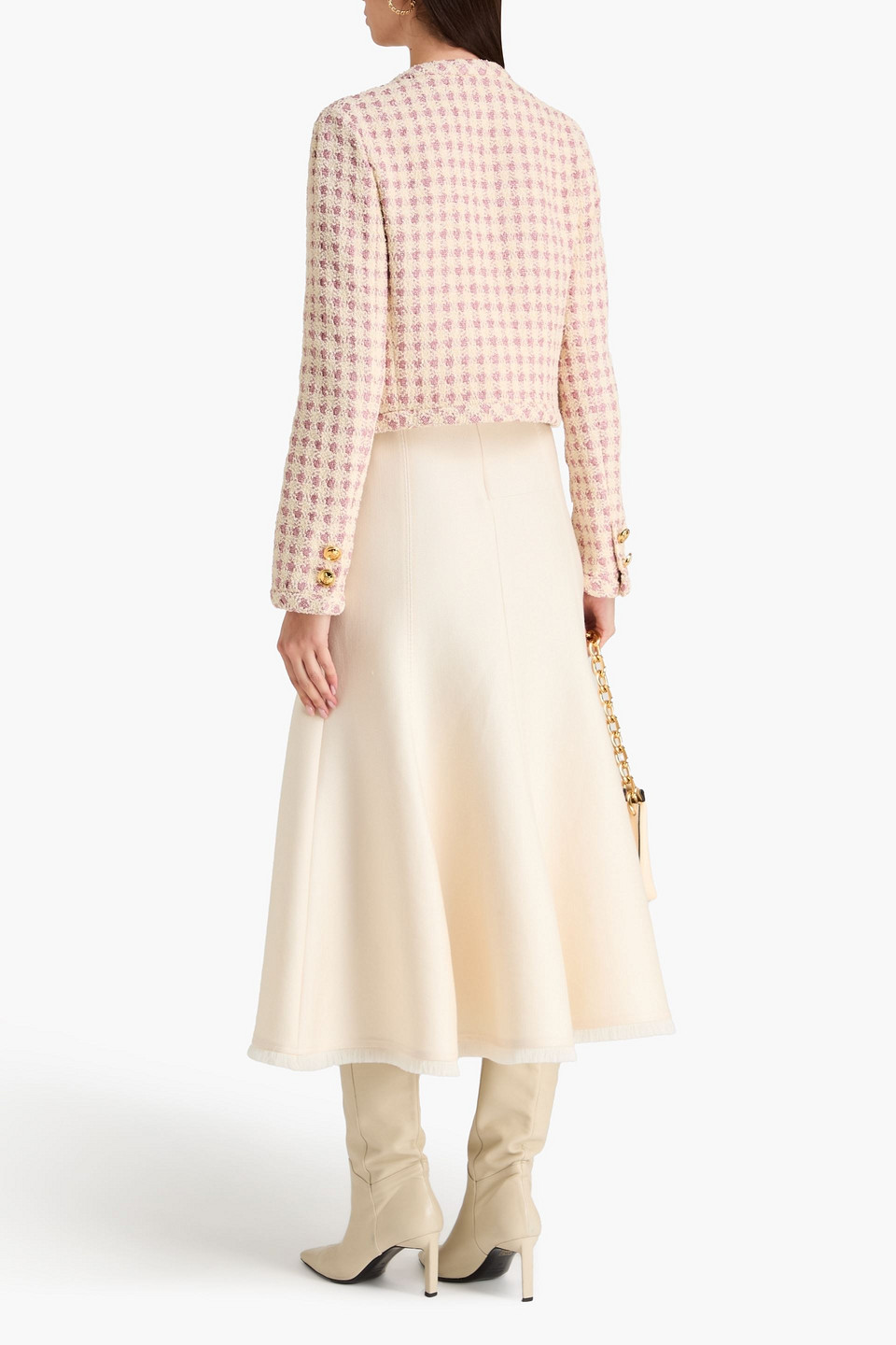  Giambattista Valli - Jacke Aus Bouclé-tweed Mit Hahnentrittmuster Und Metallic-effekt - Pink - It 38 
