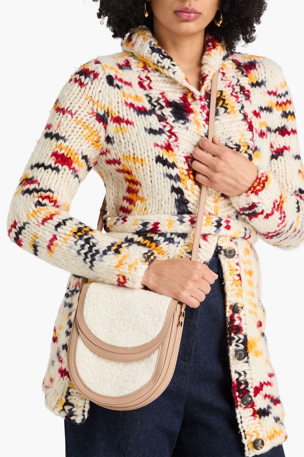 GABRIELA HEARST Tina leather-trimmed bouclé wool cross-body bag