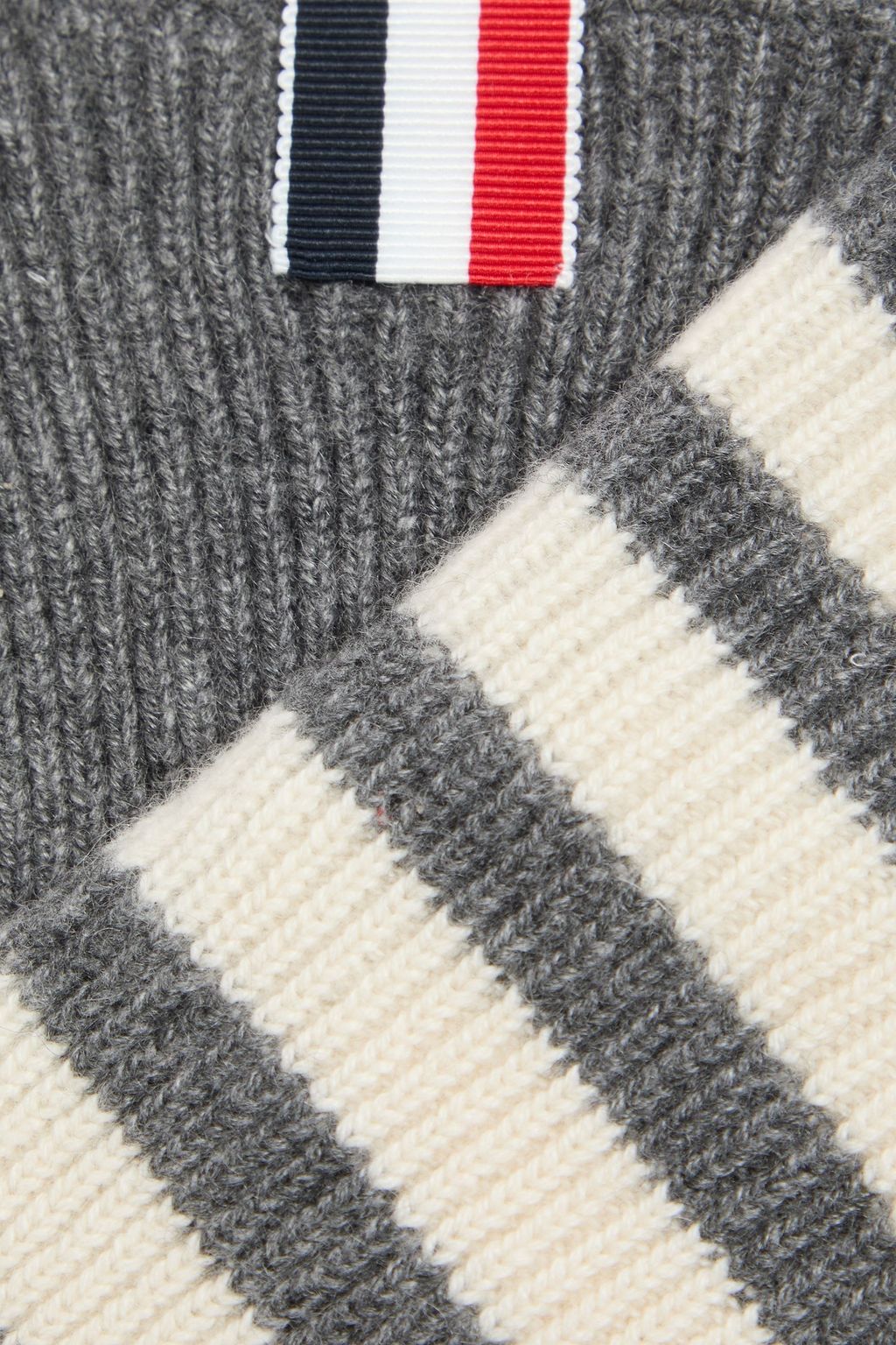 THOM BROWNE Striped cashmere gloves