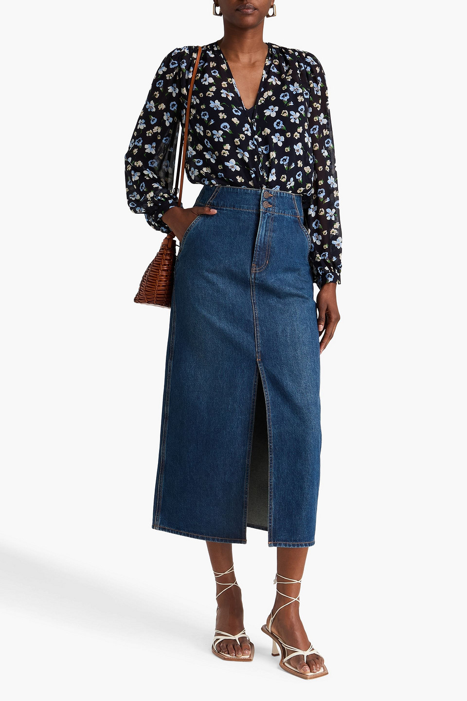  Veronica Beard - Alec Floral-print Silk-georgette Blouse - Blue - Us 0 