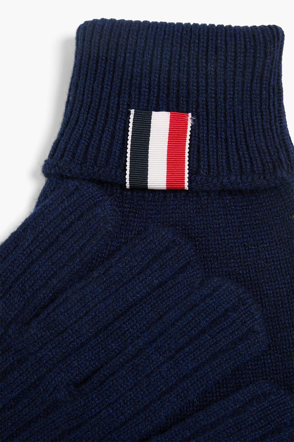 THOM BROWNE Striped cashmere gloves