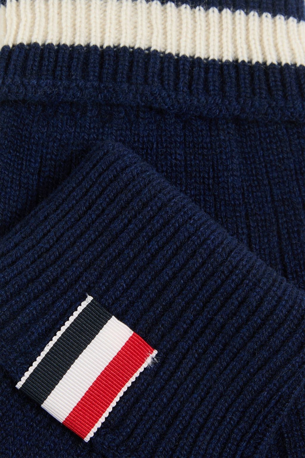 THOM BROWNE Striped cashmere gloves