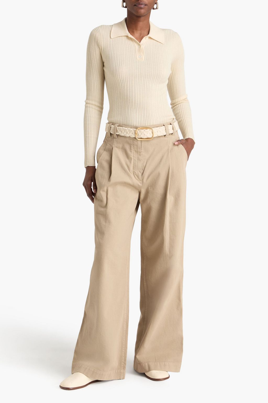 BRUNELLO CUCINELLI Cotton-blend gabardine wide-leg pants