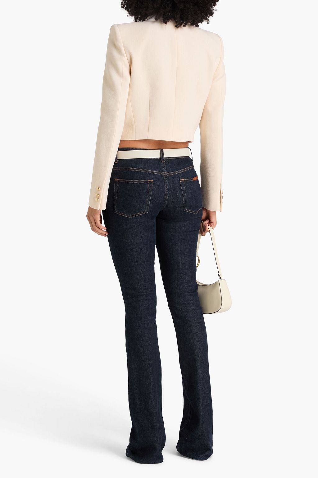 ALESSANDRA RICH Cropped satin-trimmed wool-crepe jacket