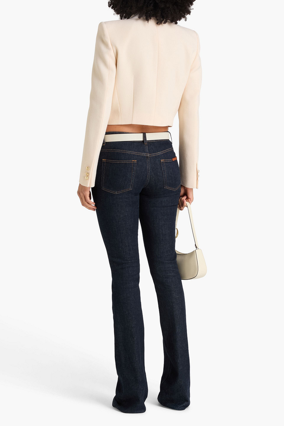  Alessandra Rich - Cropped Satin-trimmed Wool-crepe Jacket - White - It 36 