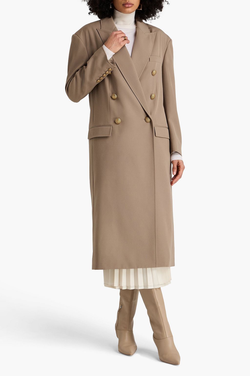 BALMAIN Double-breasted wool-crepe coat