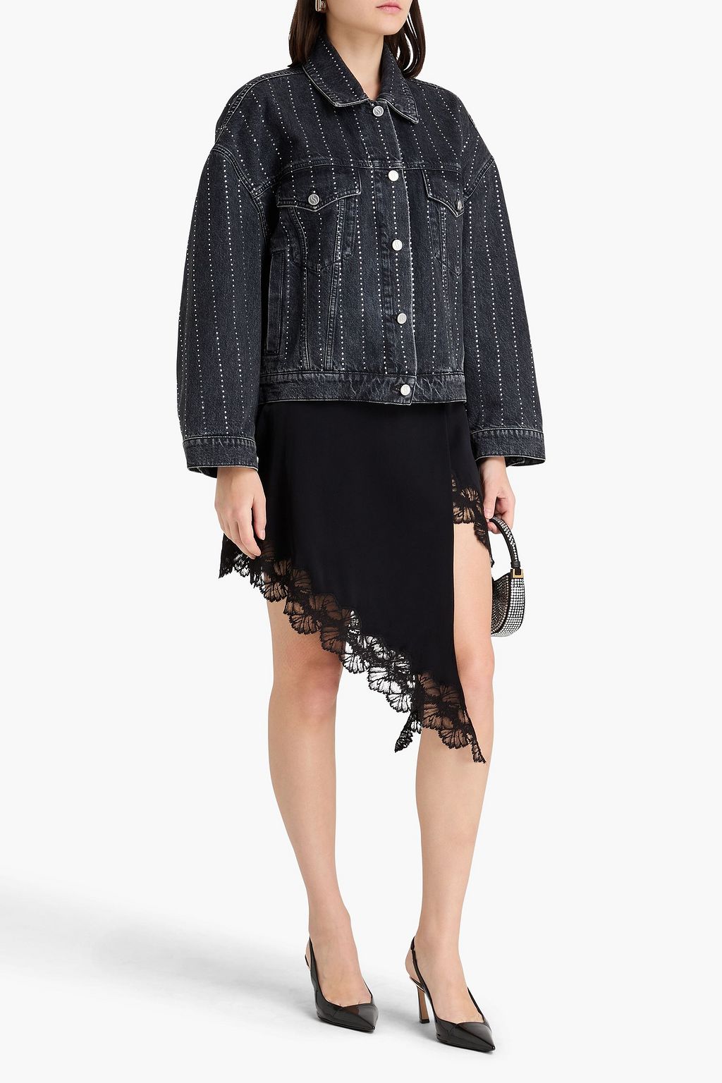 STELLA MCCARTNEY Crystal-embellished denim jacket