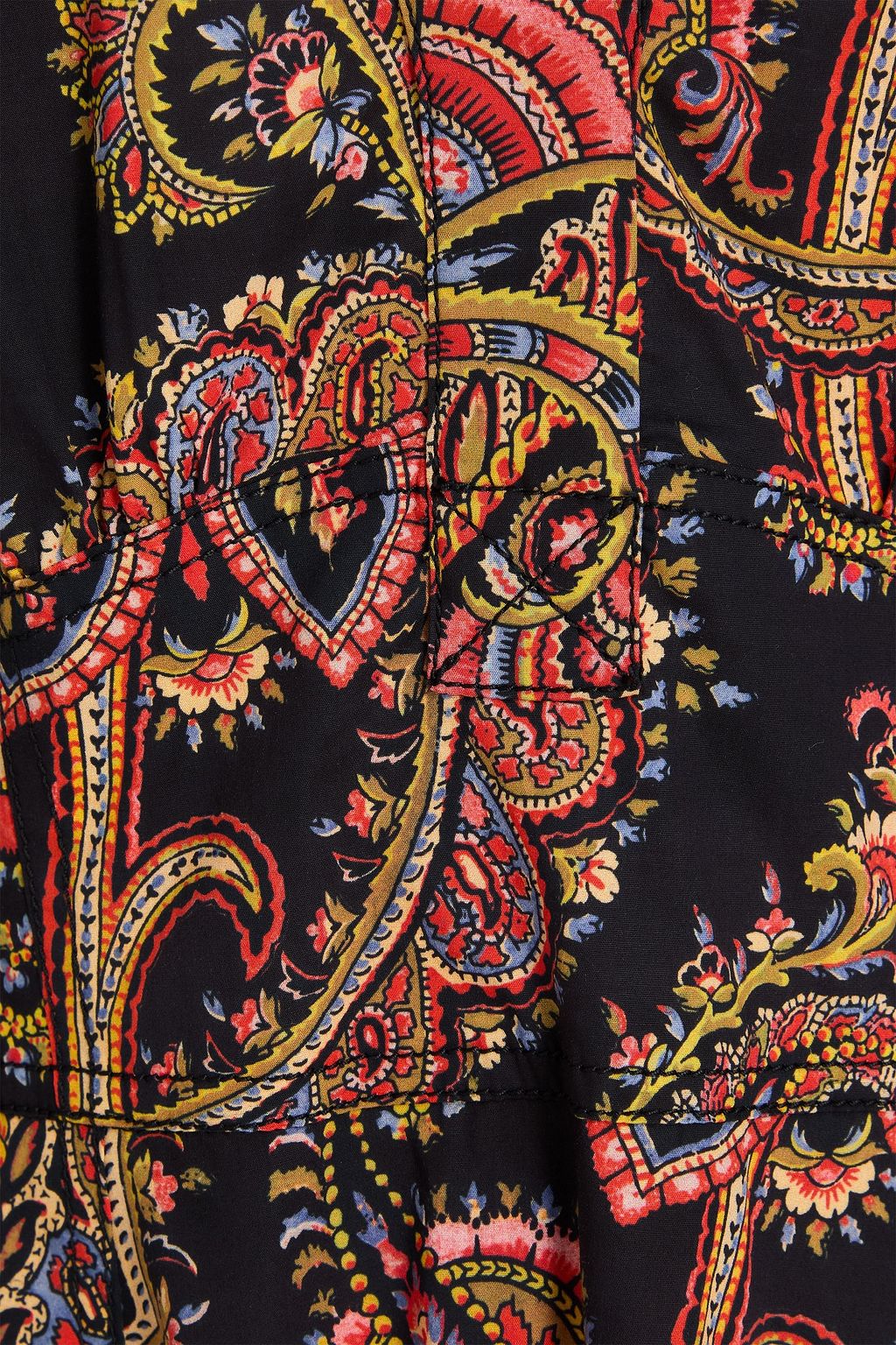 ETRO 페이즐리 프린트 코튼 혼방 포플린 플리츠 미디 셔츠 드레스