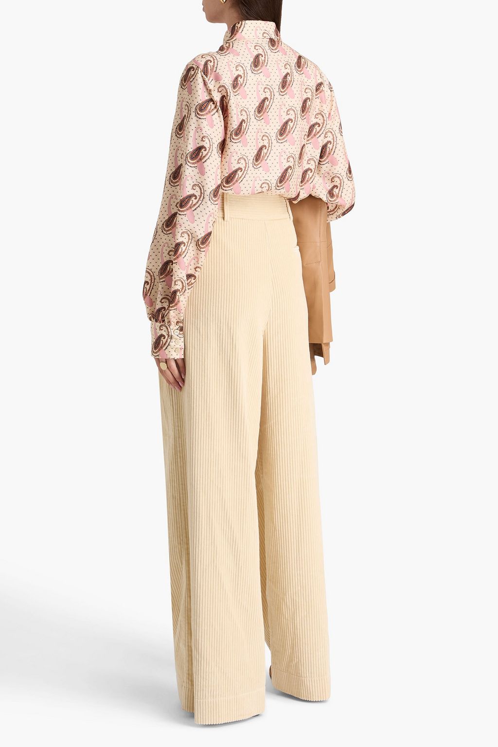ETRO بنطال بأرجل واسعة من القطن والمخمل المضلّع