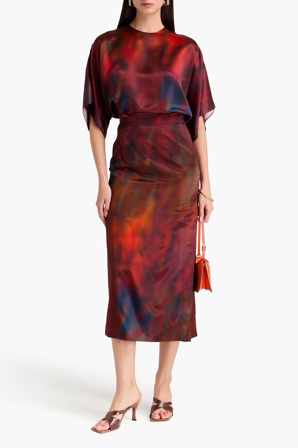 ROKSANDA Irma printed satin midi skirt