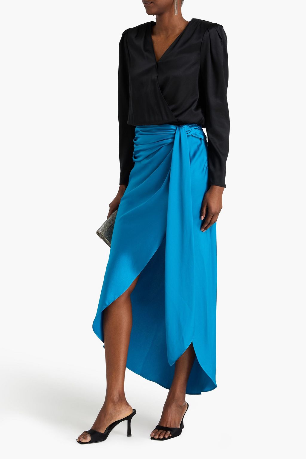 SIMKHAI Draped satin-crepe maxi skirt