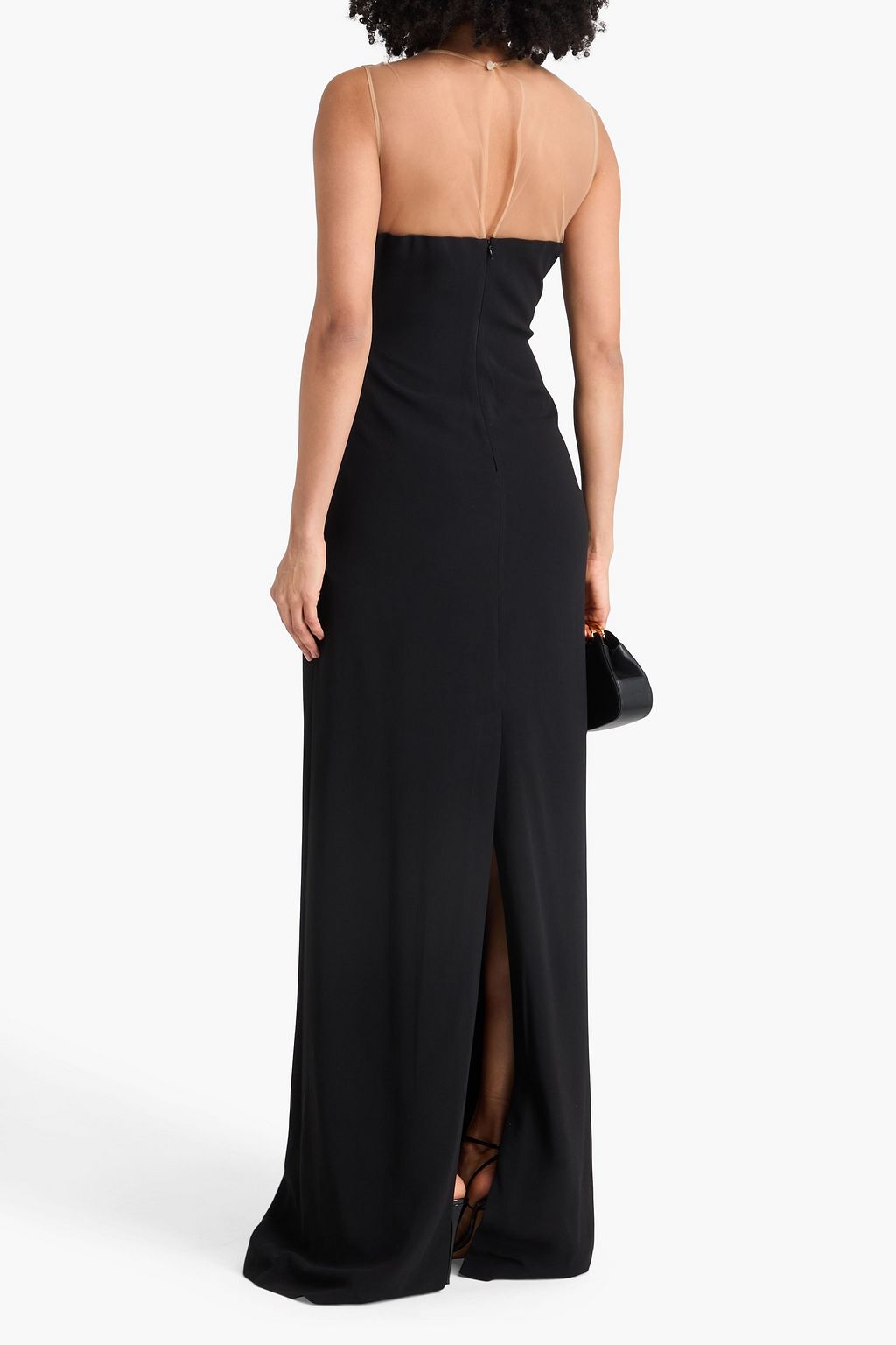 STELLA MCCARTNEY فستان سهرة من الكريب بقِطع محاكة بجانب بعضها البعض من قماش التول