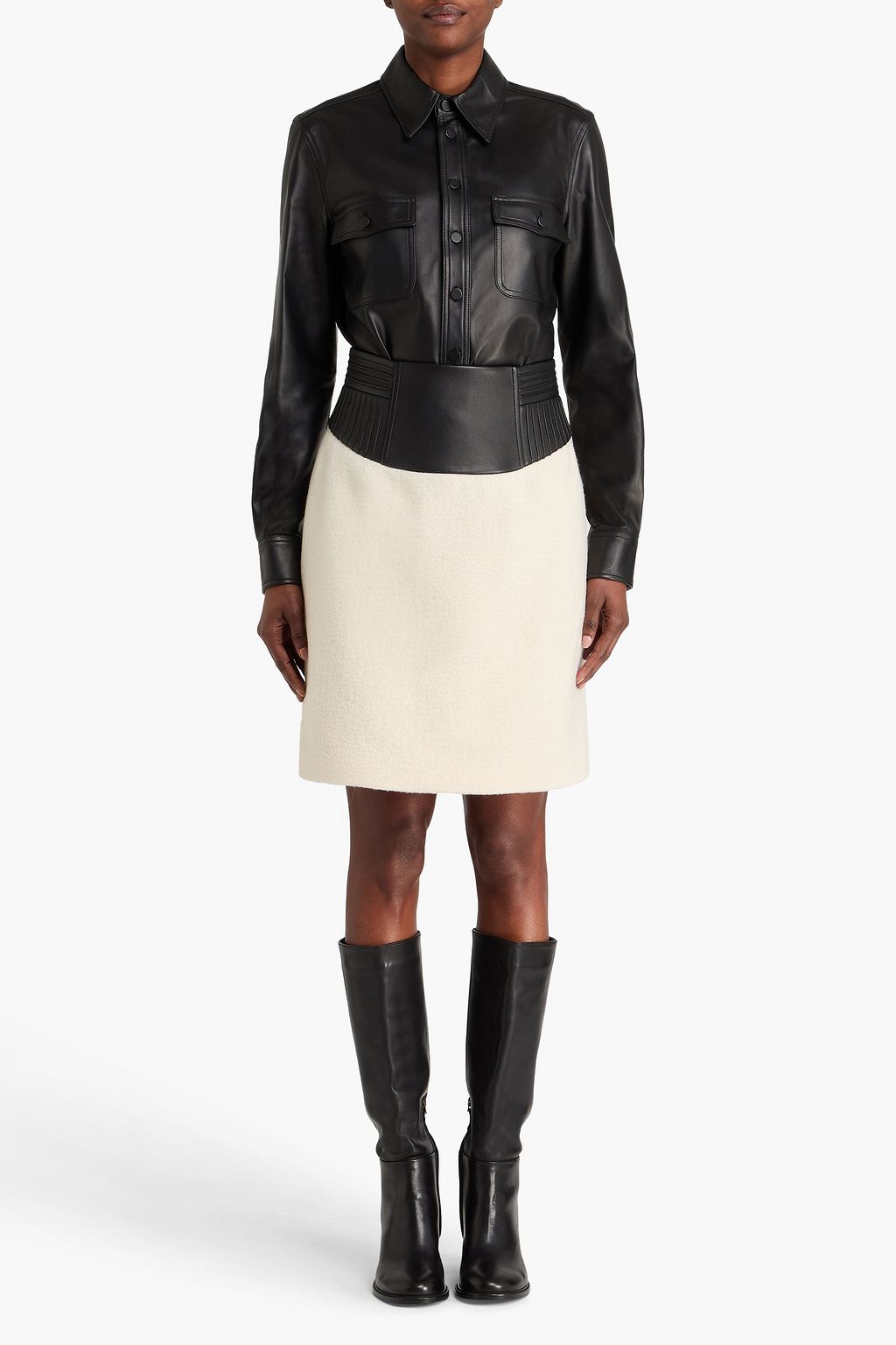 GABRIELA HEARST Felix leather-trimmed cashmere skirt