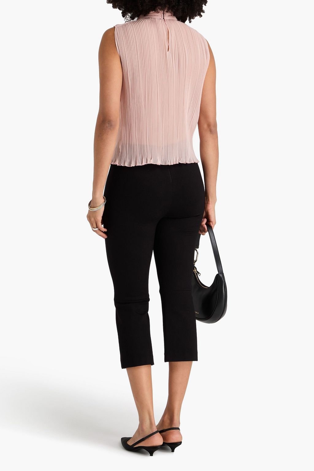 FRAME The Knot plissé-crepon top