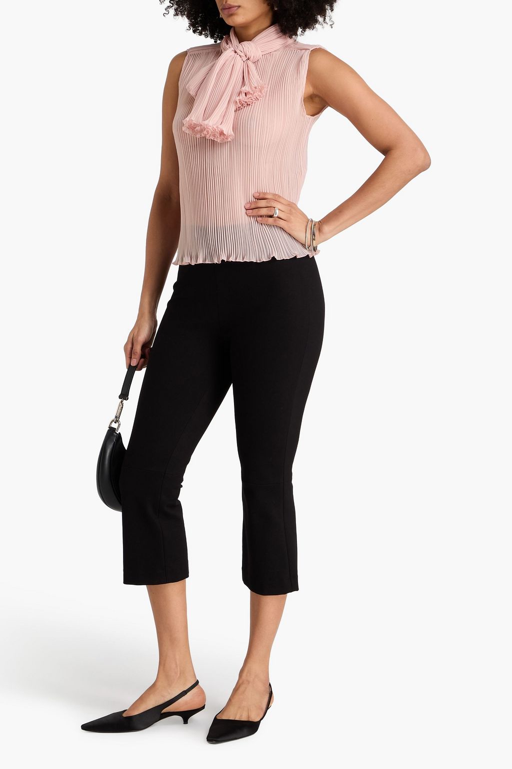 FRAME The Knot plissé-crepon top