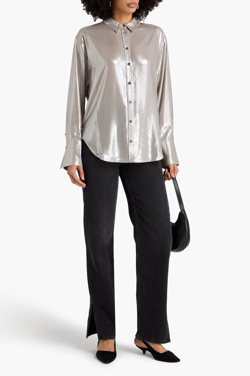  Frame - The Standard Lamé Shirt - Metallic - Xs 