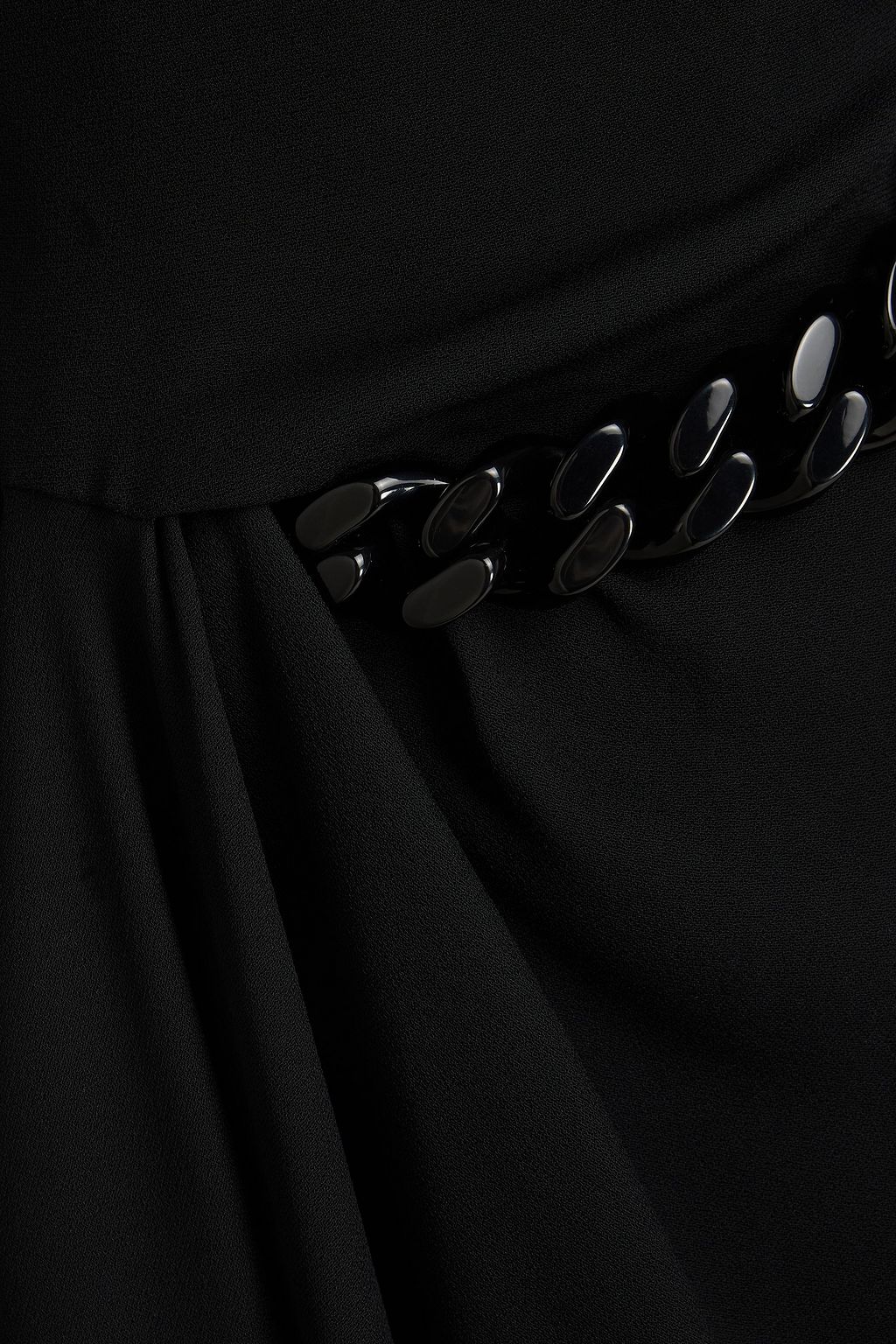 STELLA MCCARTNEY 드레이프 체인 장식 크레이프 미니 드레스