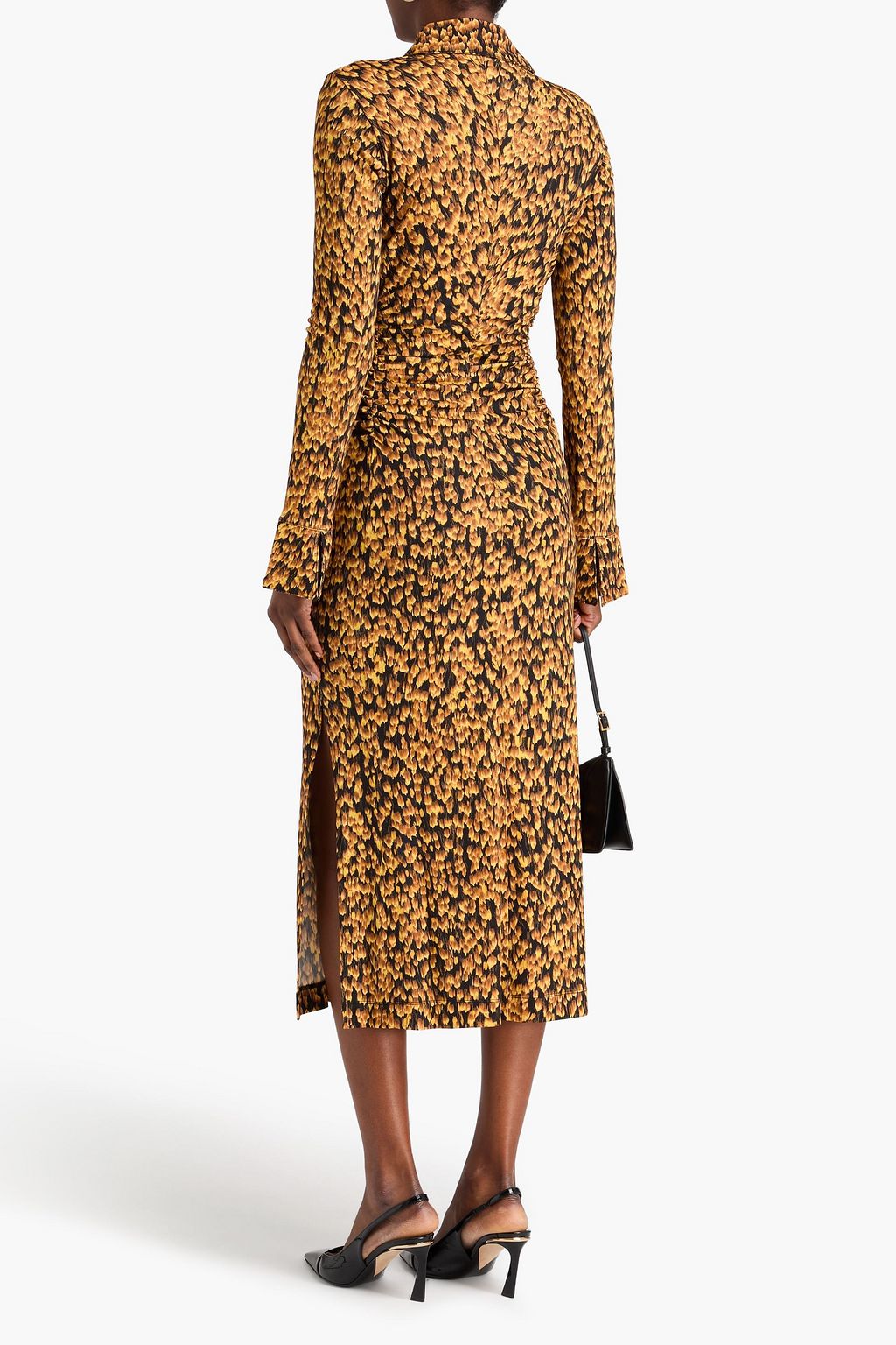 ALTUZARRA Ruched printed jersey midi shirt dress