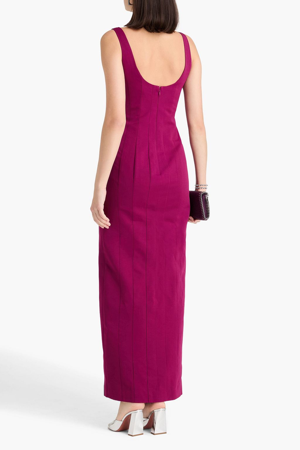 STAUD Cotton-blend faille maxi dress