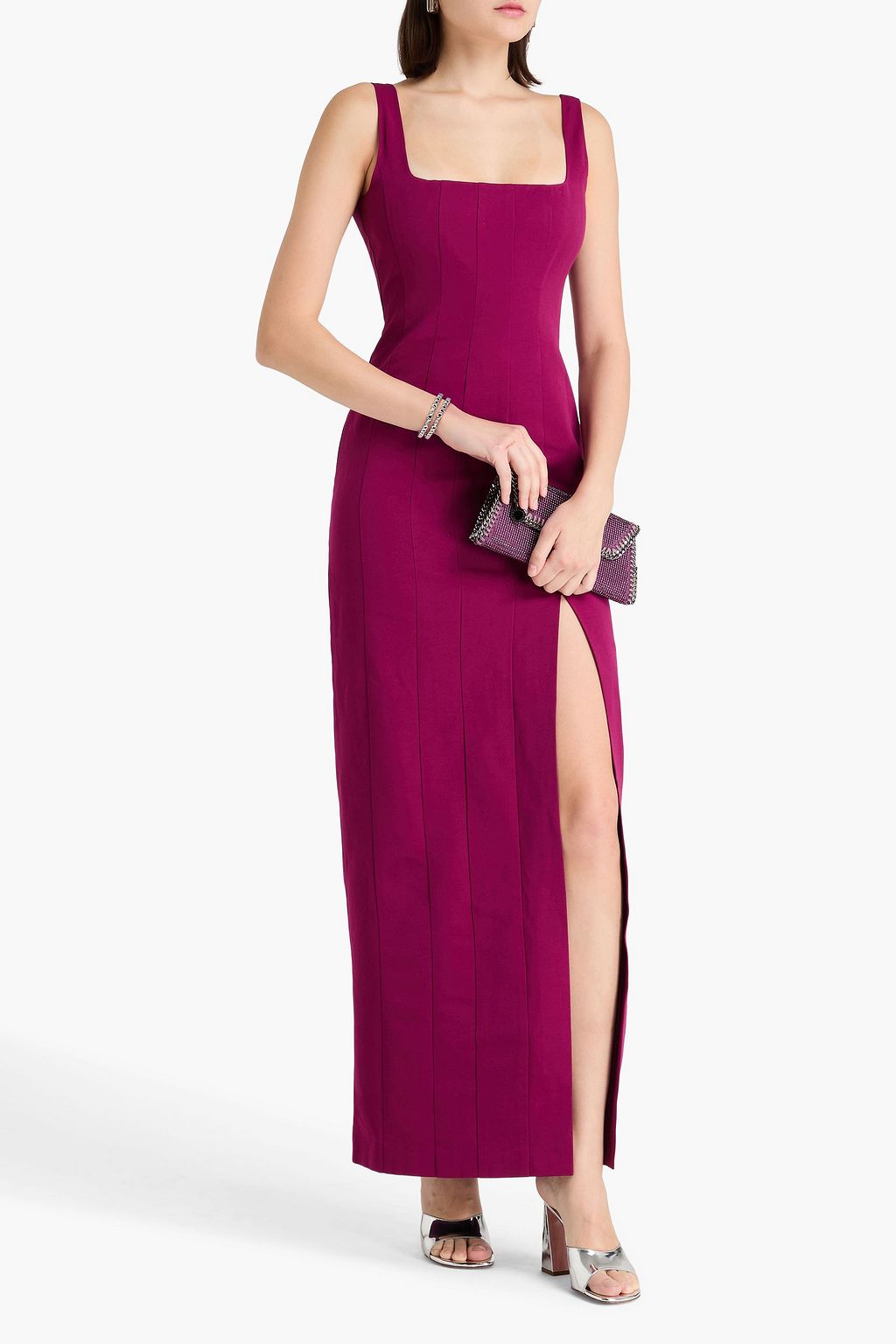 STAUD Cotton-blend faille maxi dress