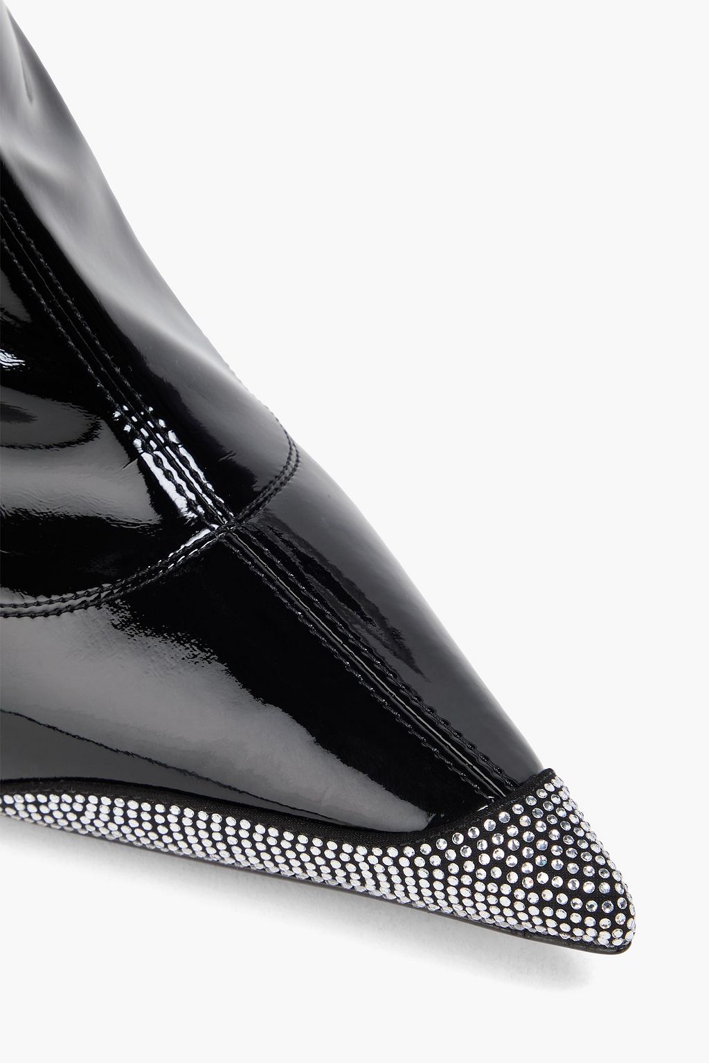 ALEXANDRE VAUTHIER Raquel 105 crystal-embellished satin-trimmed vinyl sock boots