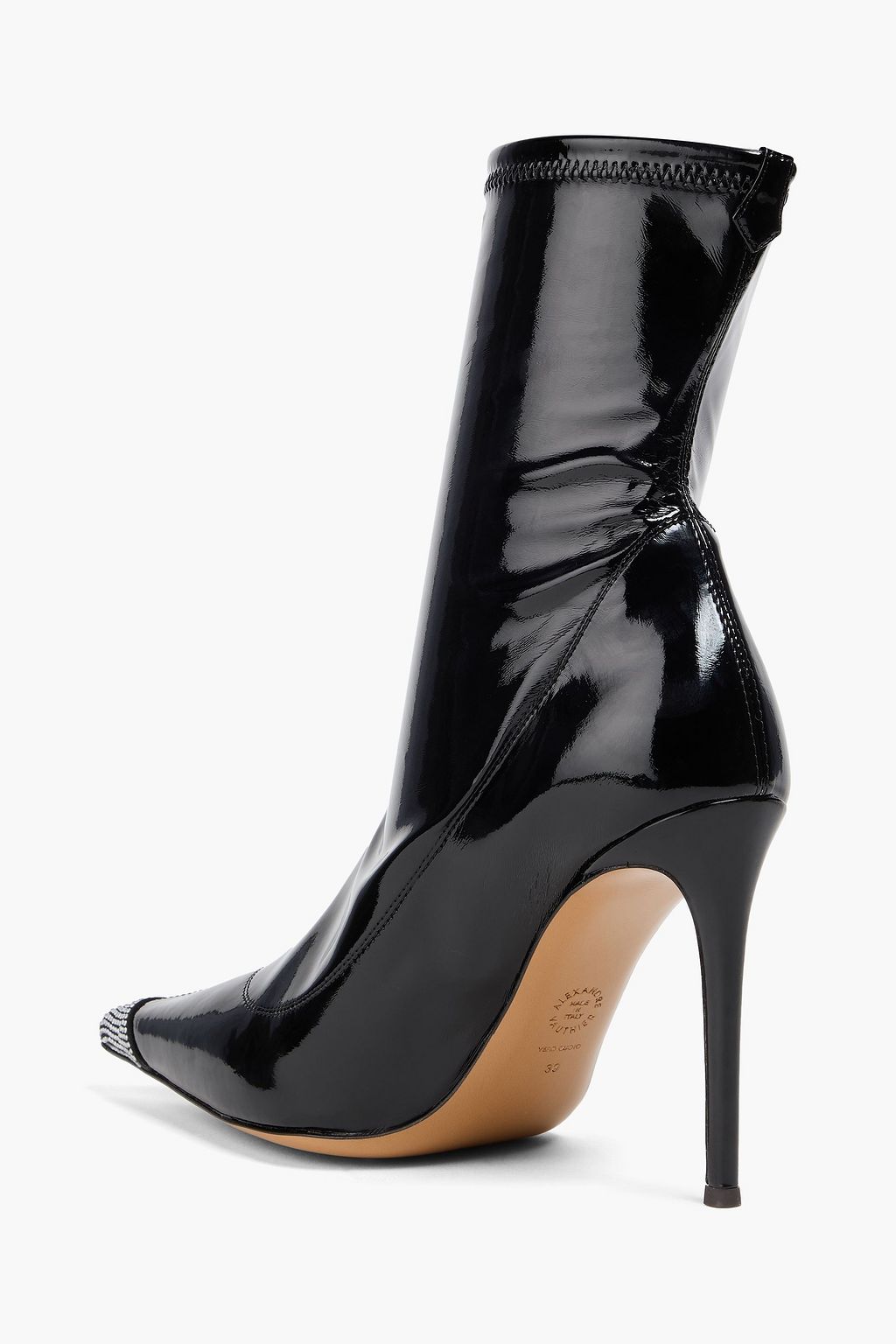 ALEXANDRE VAUTHIER Raquel 105 crystal-embellished satin-trimmed vinyl sock boots