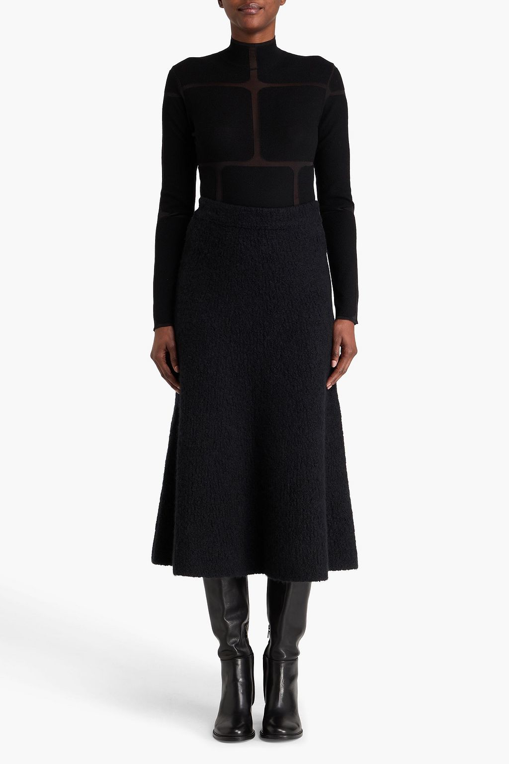 GABRIELA HEARST Bouclé-knit wool and silk-blend midi skirt