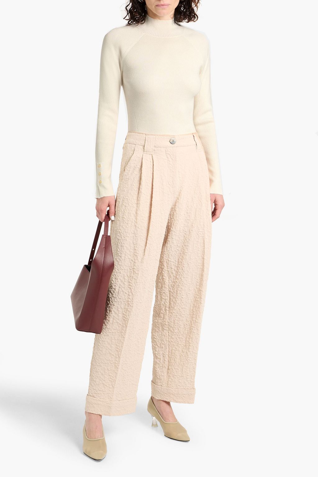 DEREK LAM 10 CROSBY Kassandra ribbed-knit mock-neck sweater