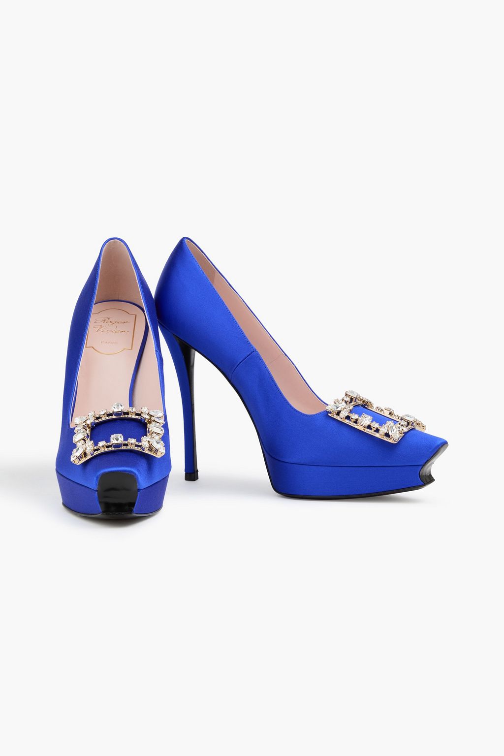 ROGER VIVIER Embellished satin platform pumps