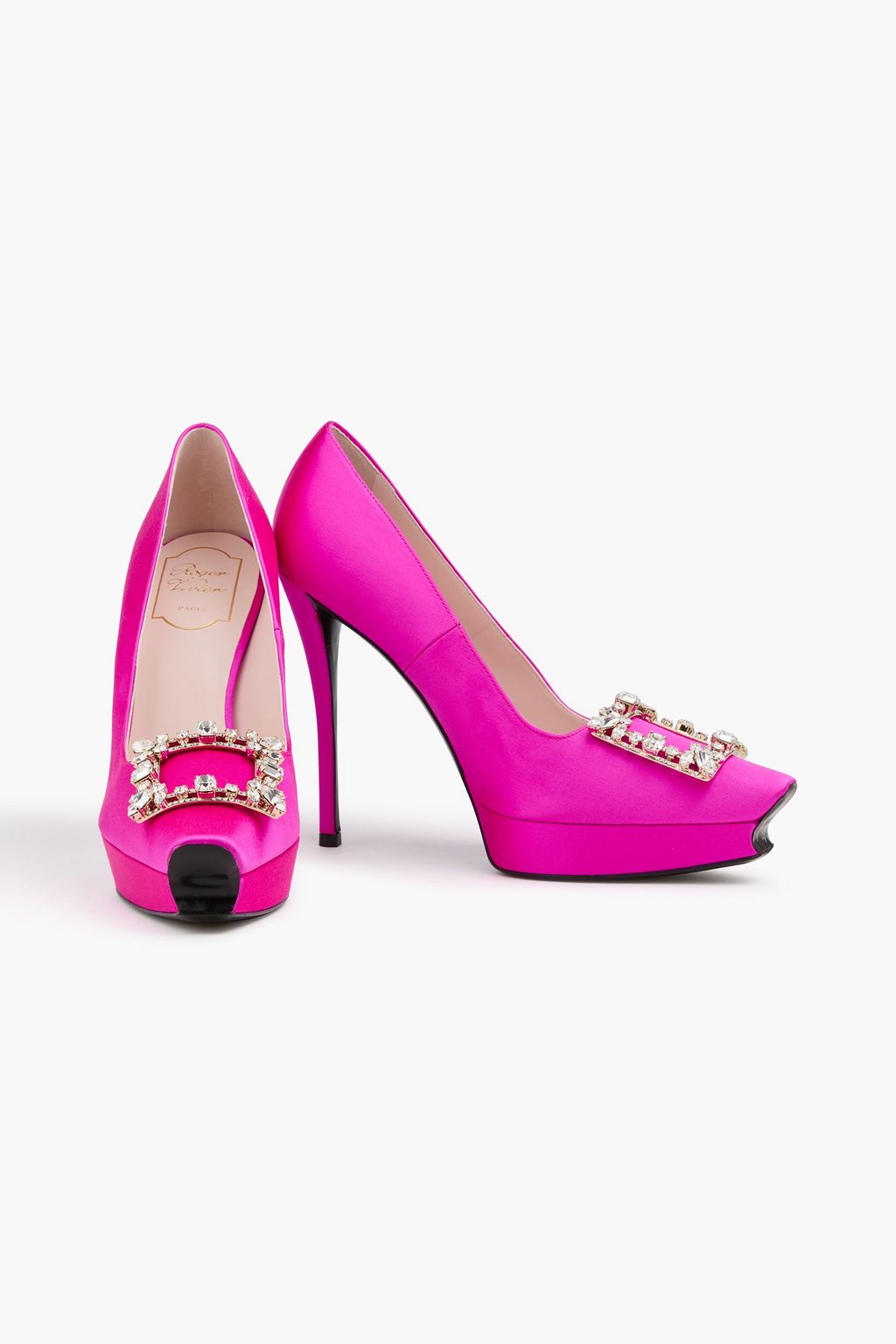 ROGER VIVIER Embellished satin platform pumps