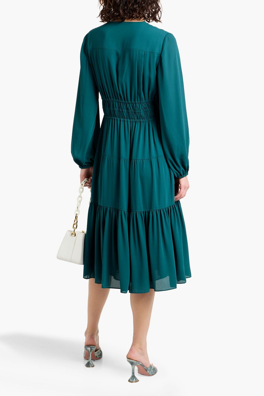 DEREK LAM 10 CROSBY Elsa tiered crepe de chine midi dress