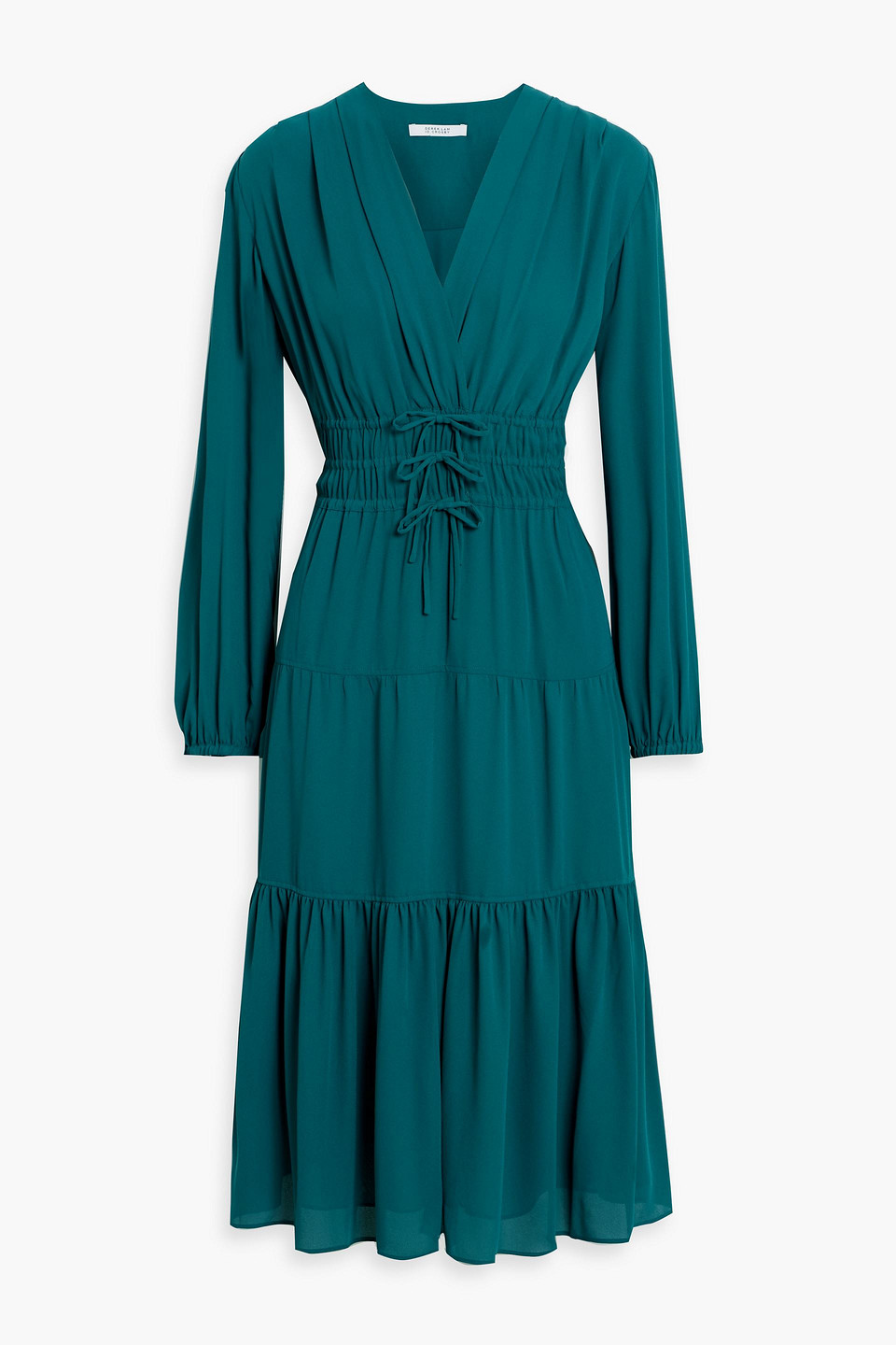 Derek Lam 10 Crosby Elsa Tiered Crepe De Chine Midi Dress In Green