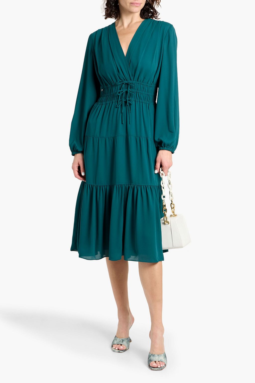 DEREK LAM 10 CROSBY Elsa tiered crepe de chine midi dress