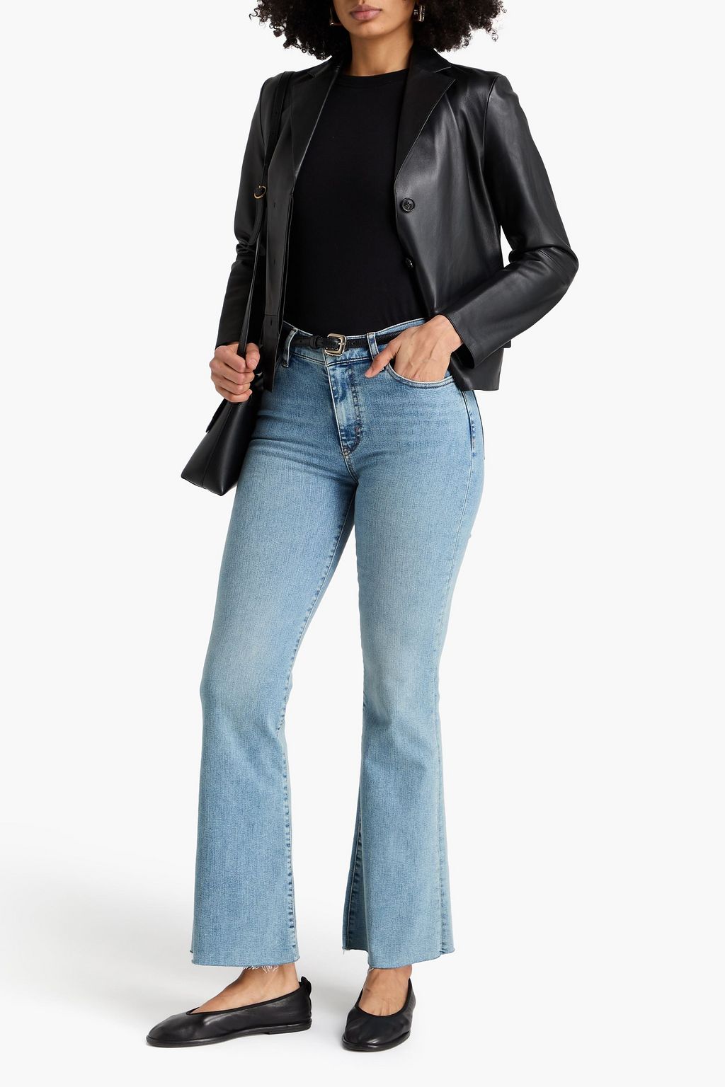 FRAME بنطال جينز بحواف واسعة وخصر عالٍ