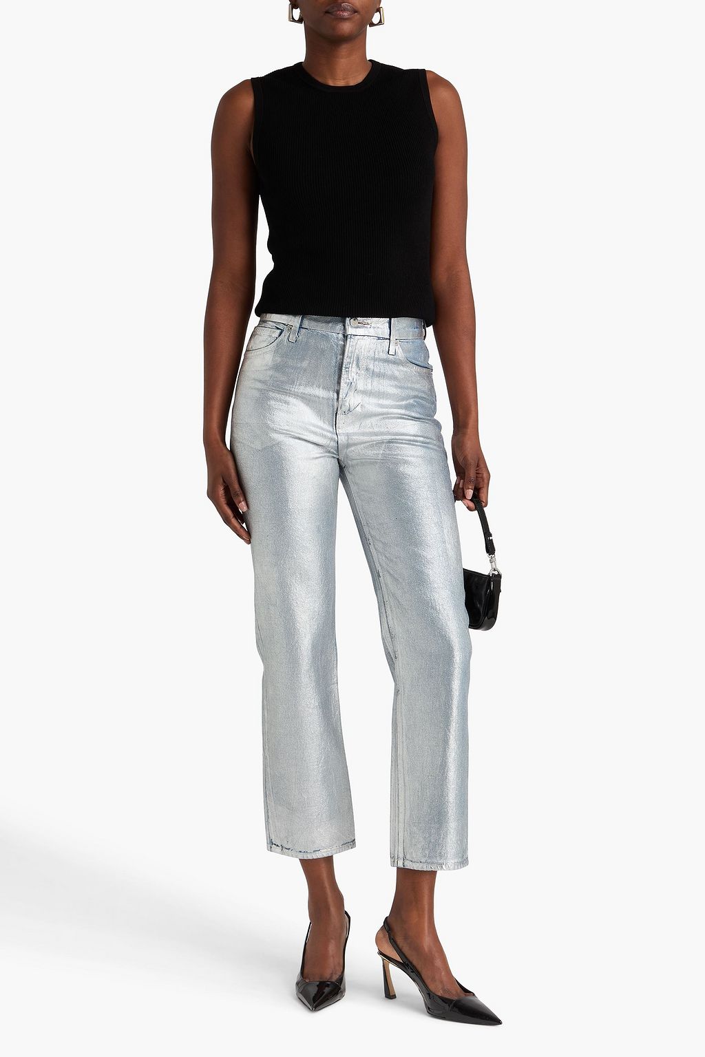 VERONICA BEARD Daniela coated high-rise straight-leg jeans