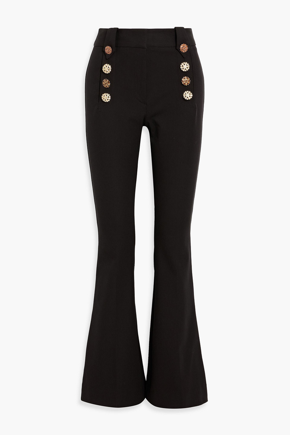 Derek Lam 10 Crosby Robertson Embellished Cotton-blend Twill Flared Pants In Black