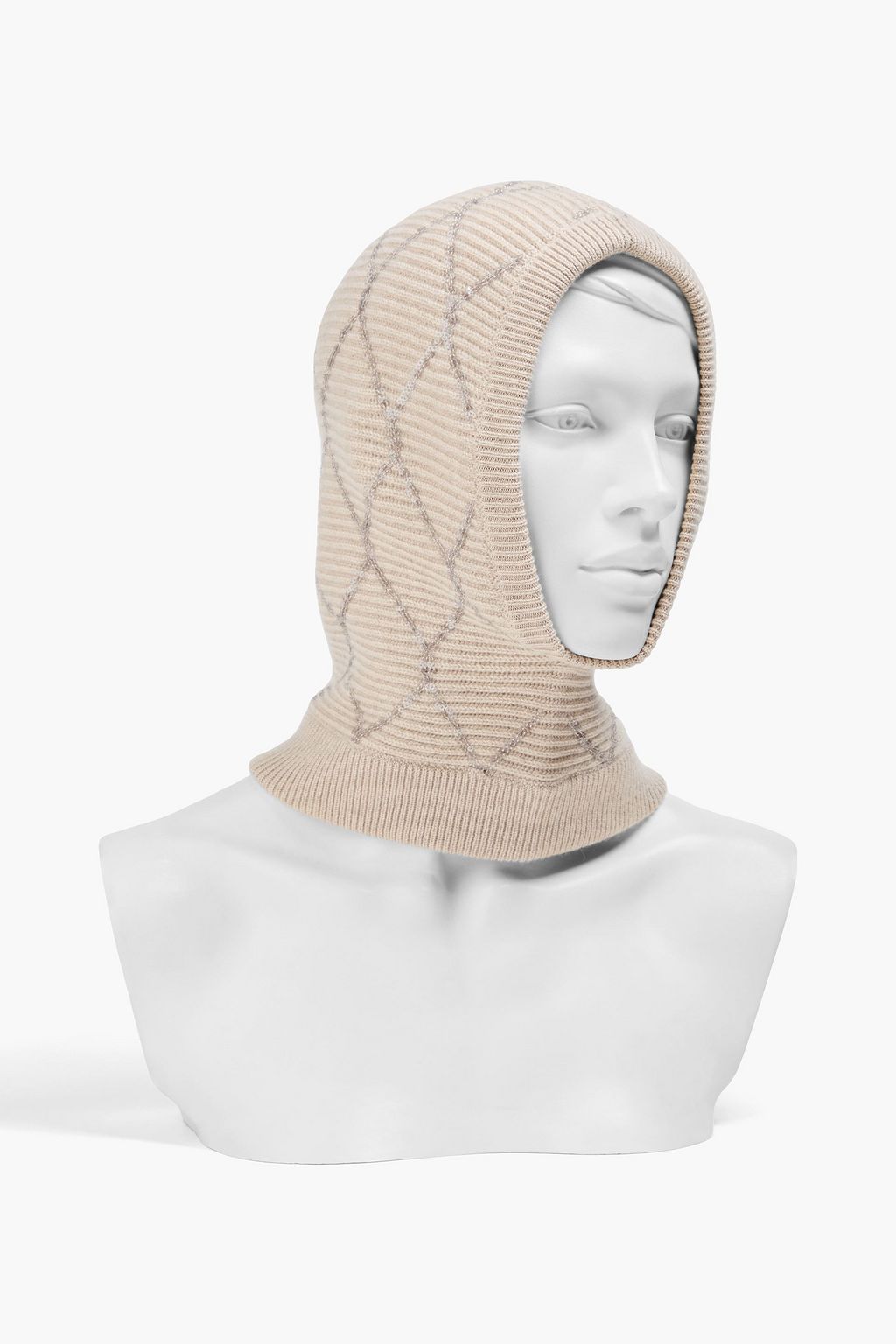 BRUNELLO CUCINELLI Sequin-embellished ribbed cashmere balaclava