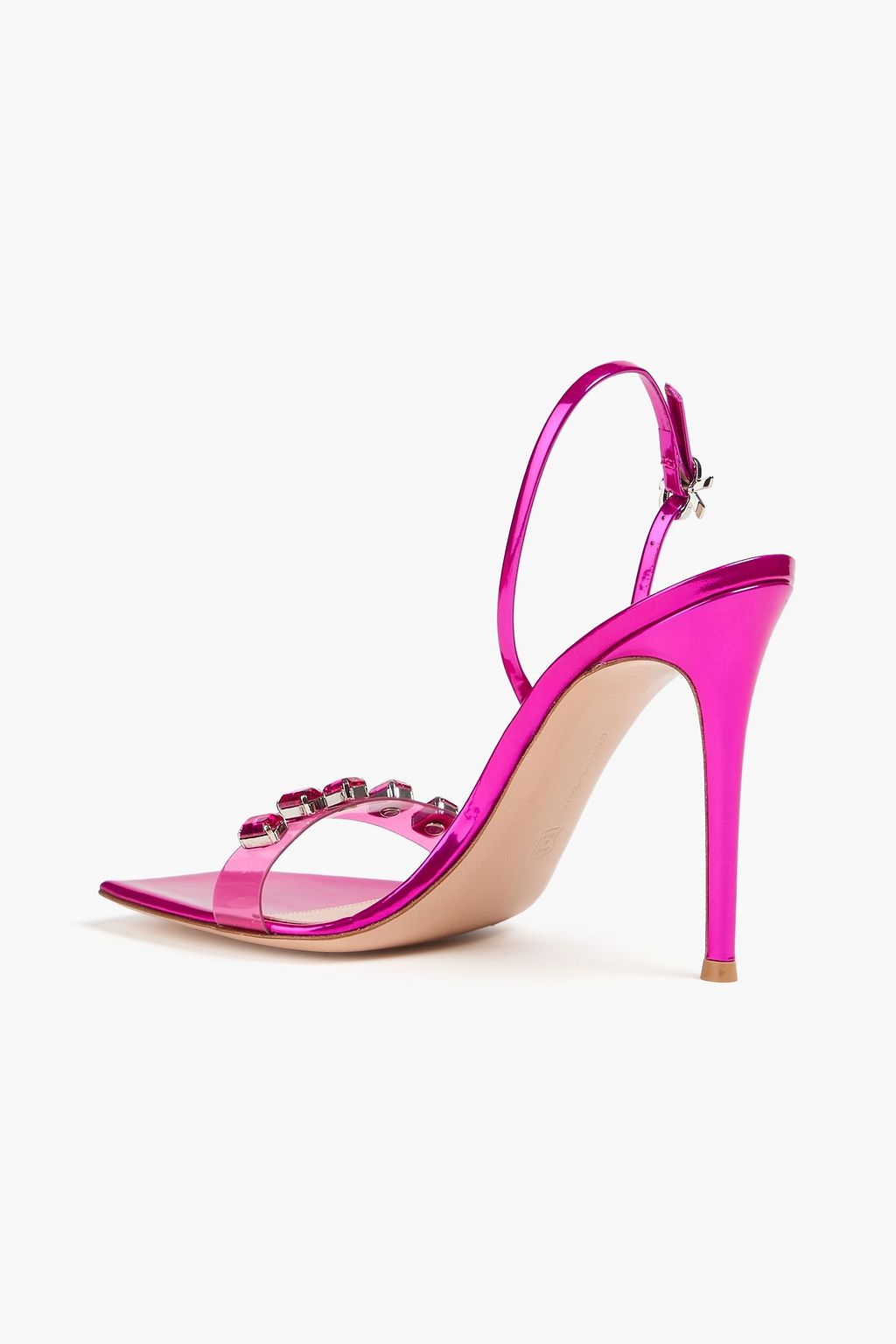 GIANVITO ROSSI Ribbon Candy 105 embellished PVC and mirrored-leather sandals