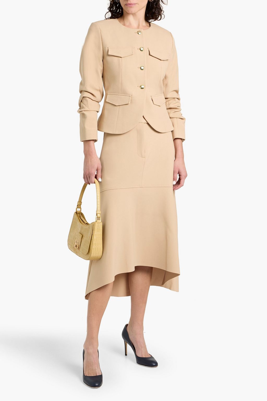 DEREK LAM 10 CROSBY Nicolette asymmetric crepe midi skirt